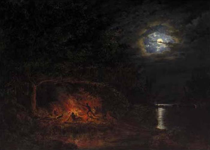 Cornelius Krieghoff In Camp at Night oil painting image